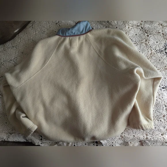 Thread & Supply Fleece Pullover Jacket L Cream Snap Neck Cozy Sherpa Outdoor - Picture 10 of 10